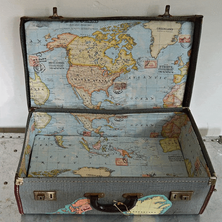 schouder rand stropdas DIY Vintage koffer met landkaart – Granny Brocante